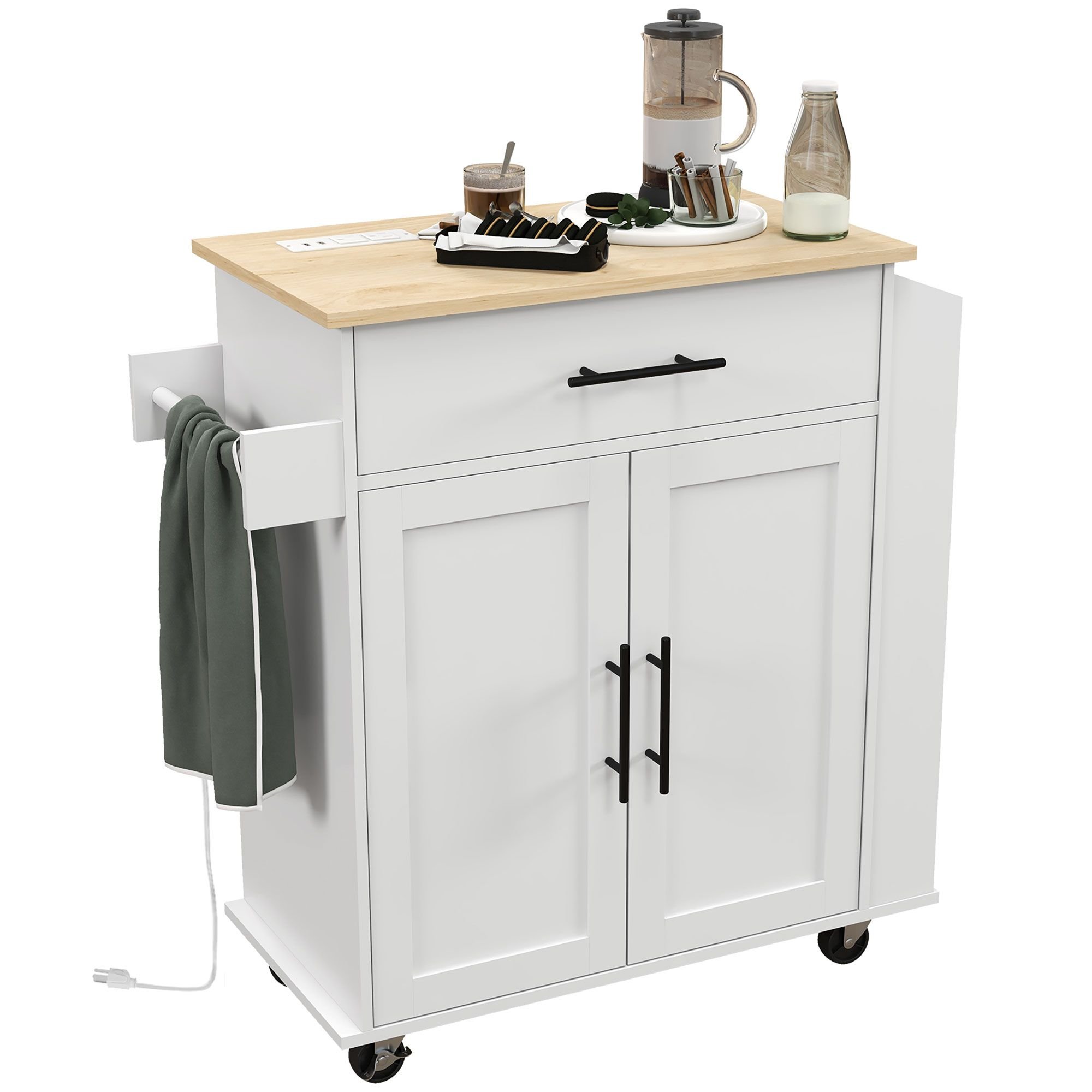 Rollable Kitchen Island with Power Outlets from Decor 4 The Home